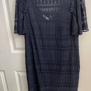 TRINA TURK Ellington Soutache Lace Shift Dress Sz M-Navy